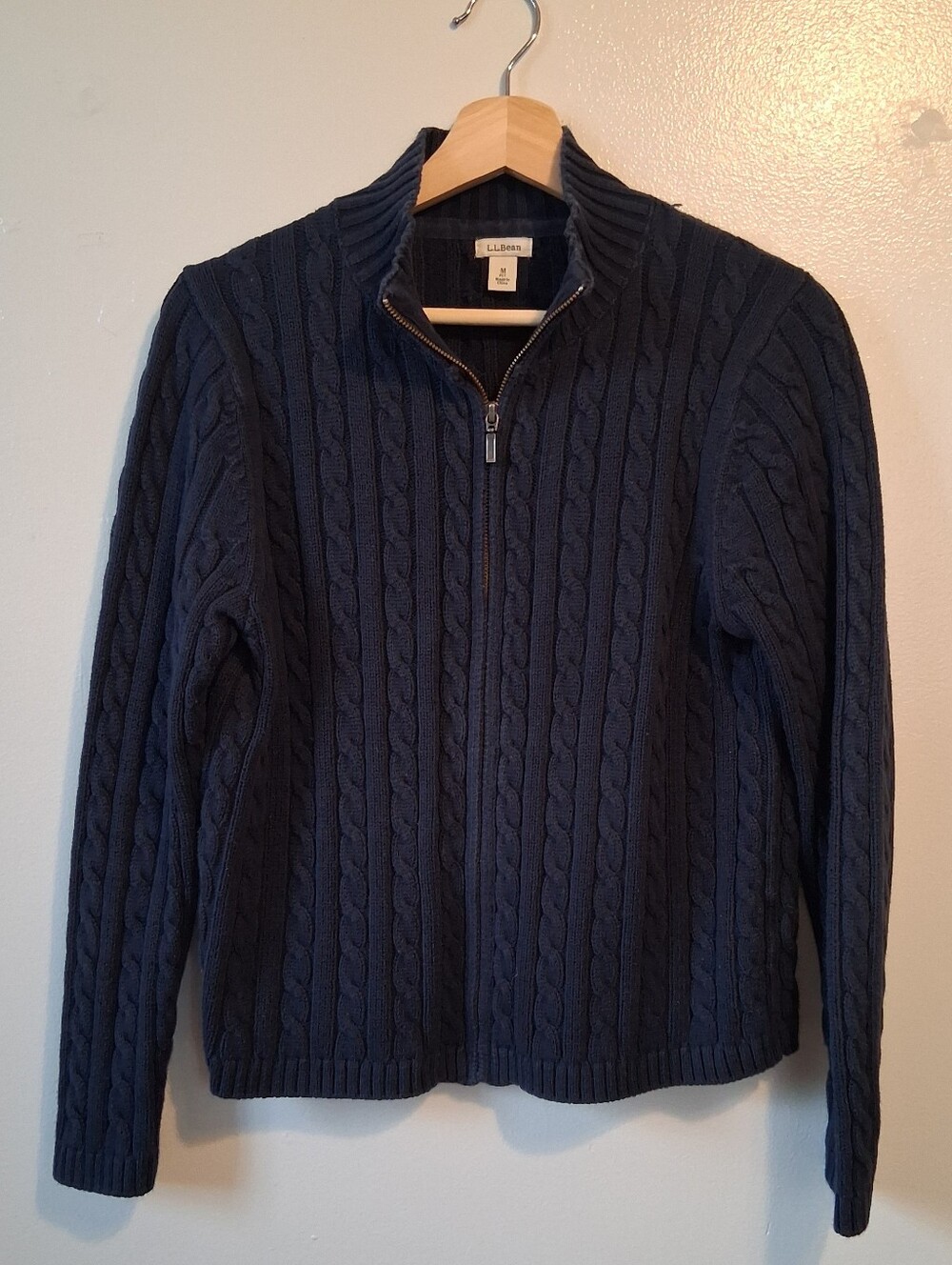 L.L. Bean Blue Zip Up Sweater Cotton